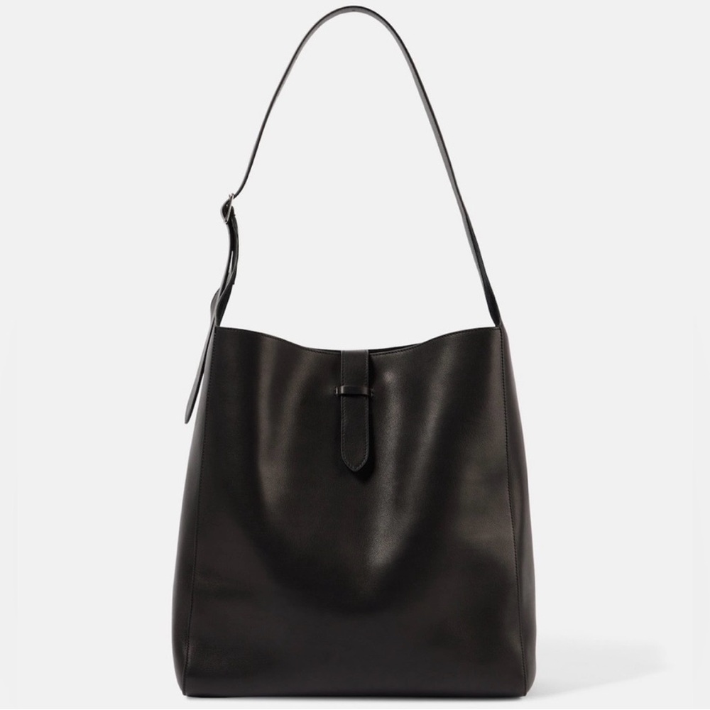 The Row Blake Leather Tote, Black